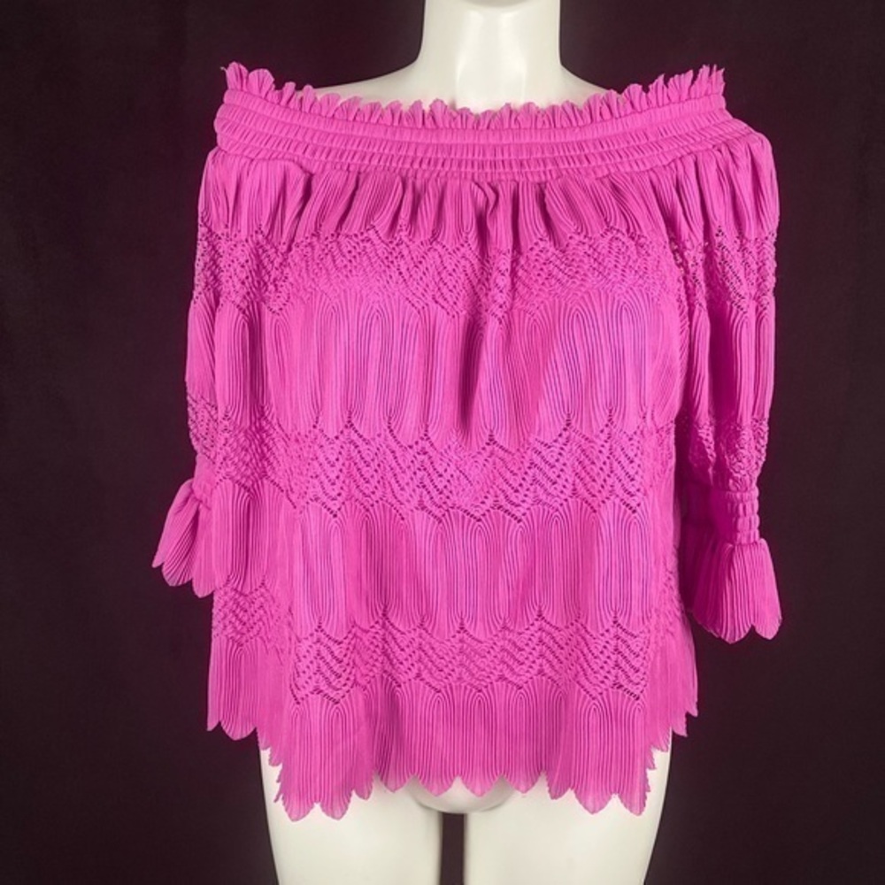 Lane Bryant Off the Shoulder Pleated Smock Top